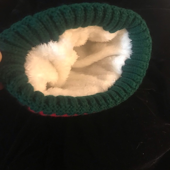 New Knit Hat with green & red stripe. - Picture 4 of 5